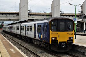 Bletchley 150s reverse in platform 5 24th July